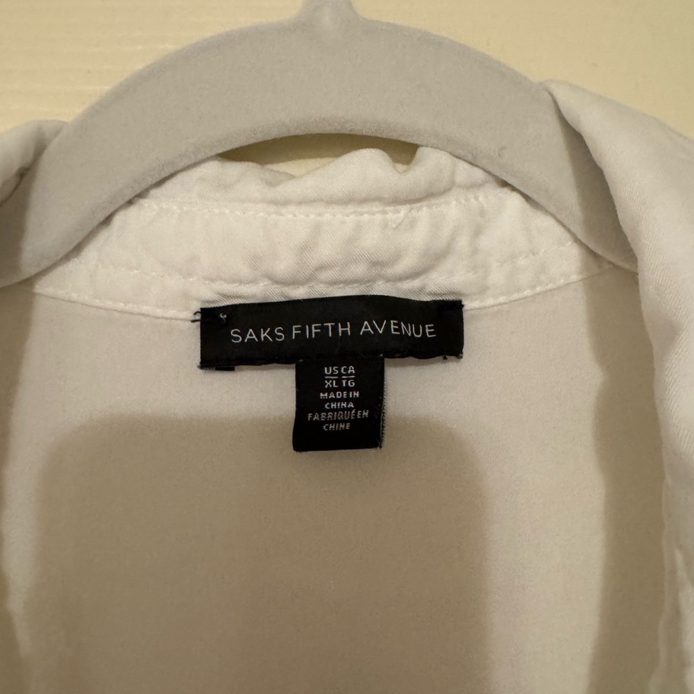 Saks Fifth Avenue White Button-Down Shirt - Picture 3 of 5